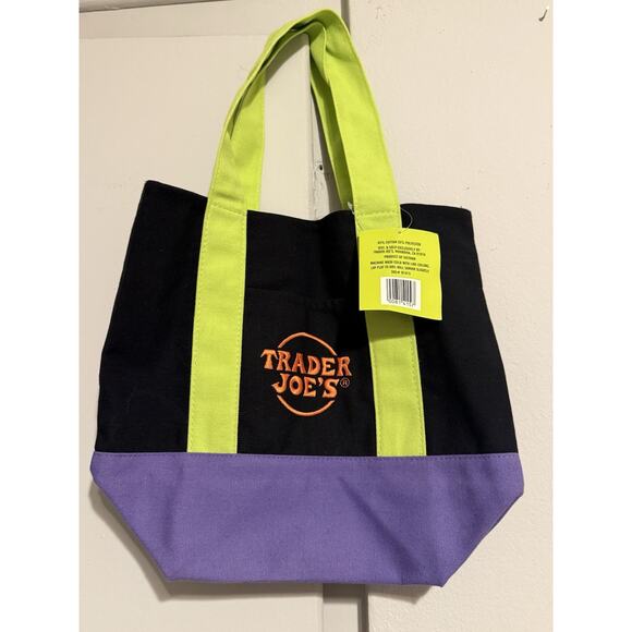Trader Joe's Handbags - Trader Joe's Purple/Black Mini Tote Bag Halloween Trick or Treat Edition